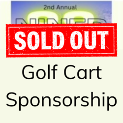 golf cart sponsorship for niner 8 8 gold outing with red sold out banner on top